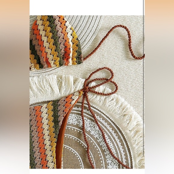 ZAFUL Women's Stripes Triangle Halter Tied Cheeky Thong Bikini Set Coffee M/0223 - Picture 2 of 5